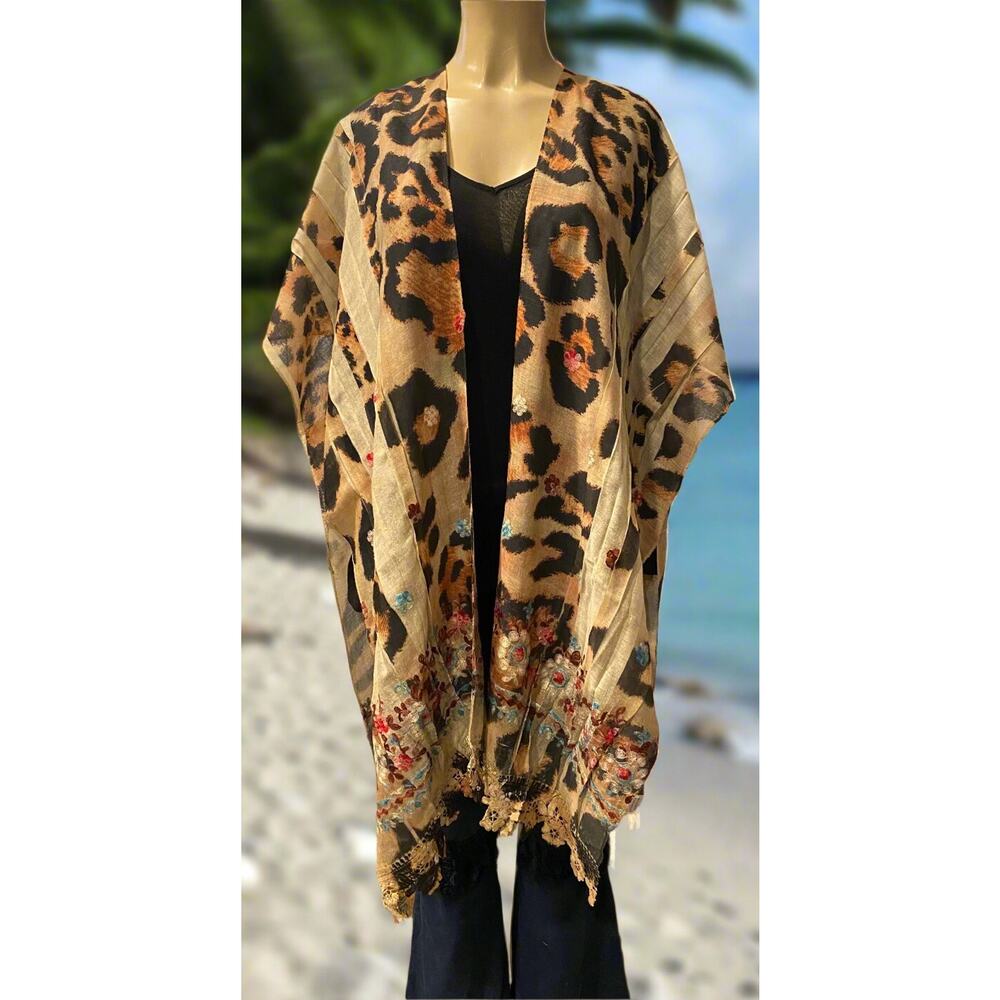 Origami Leopard Poncho Cover Up One Size